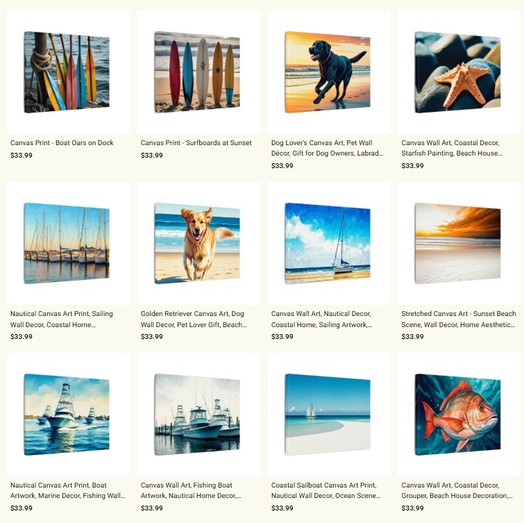 Coastal canvas art collection